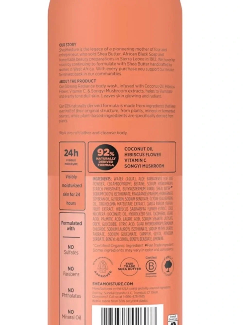 Shea Moisture Coral Glow Radiance Body Wash